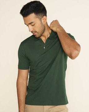 thermoregulating regular fit zipper polo t-shirt