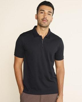 thermoregulating regular fit zipper polo t-shirt