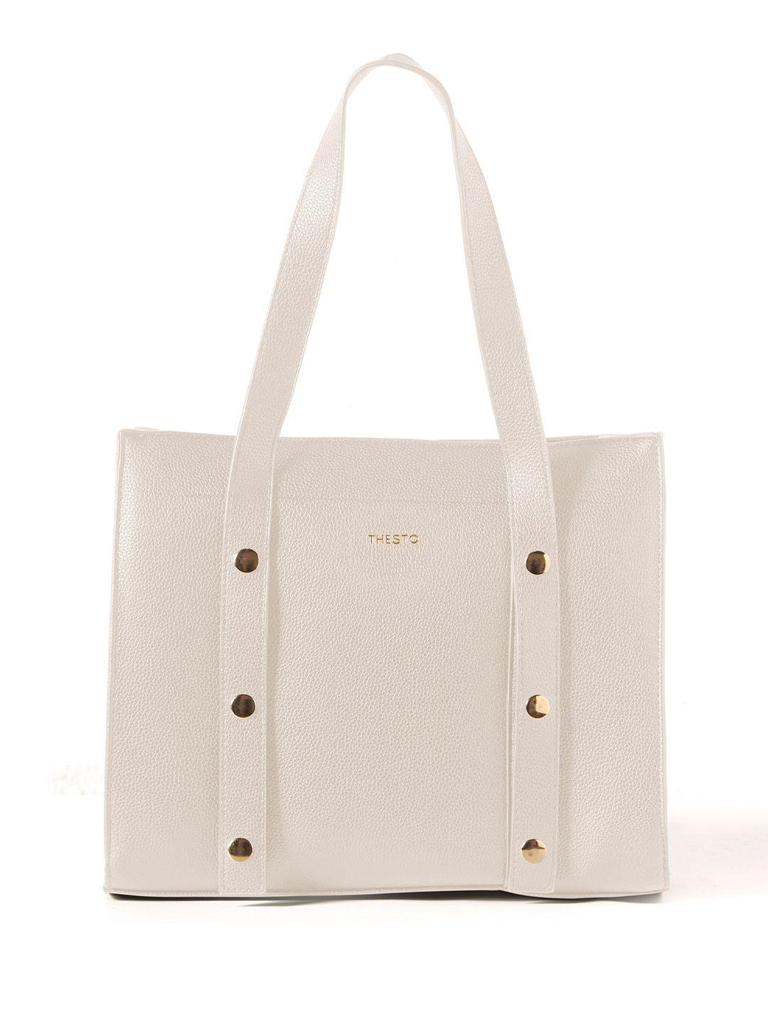 thesto textured pu structured tote bag