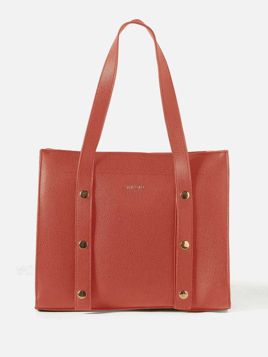 thesto textured pu structured tote bag