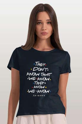 they dont know round neck womens t-shirt - navy