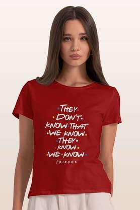 they dont know round neck womens t-shirt - red