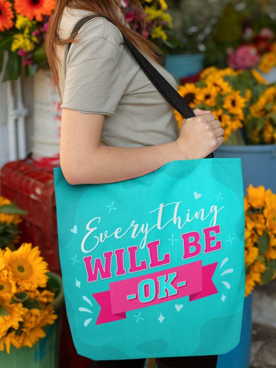theyayacafe typography printed shopper tote bag