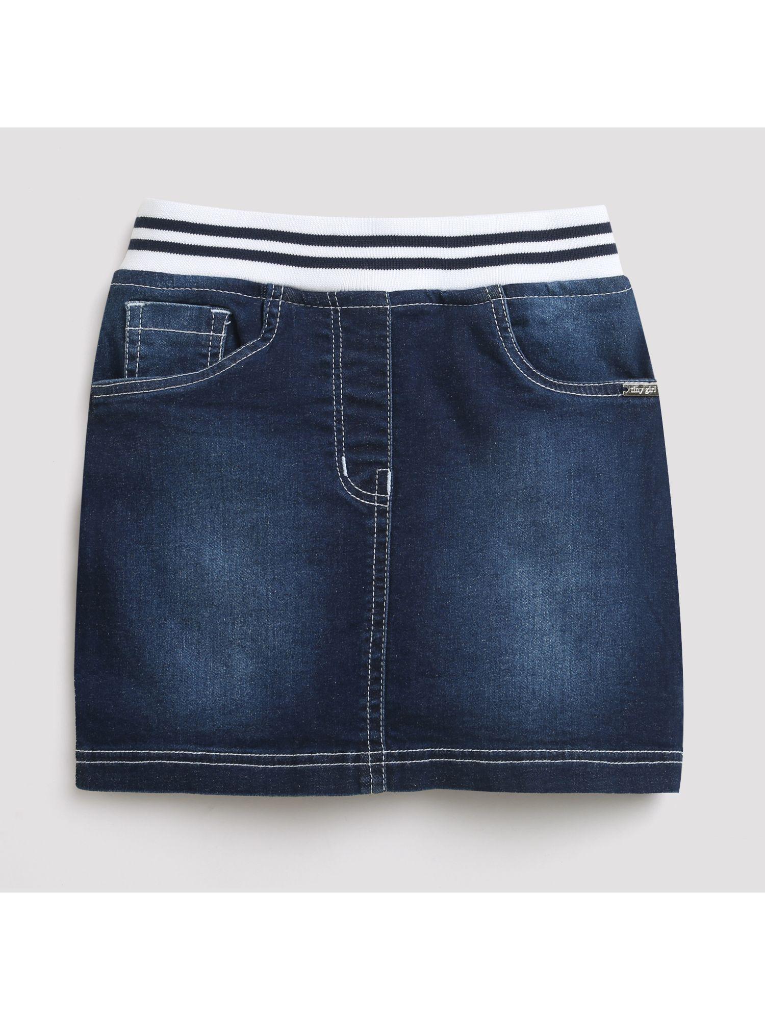 thigh plain skirt dark blue