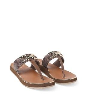 thing-strap sandals with metal accent