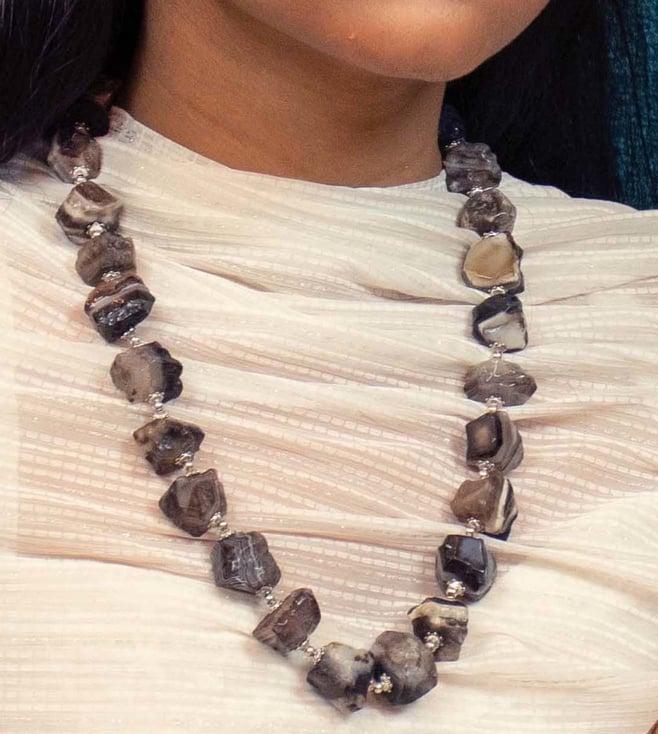 thoa black moonstone rocks necklace