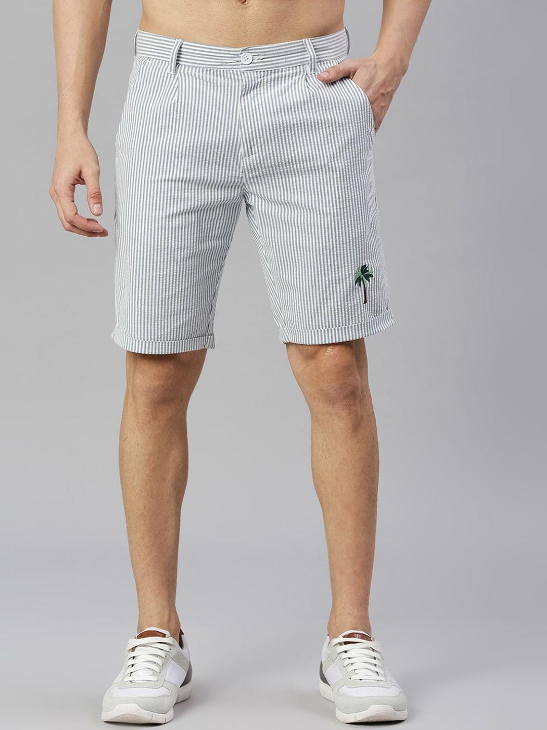 thomas scott men striped cotton slim fit knee length shorts