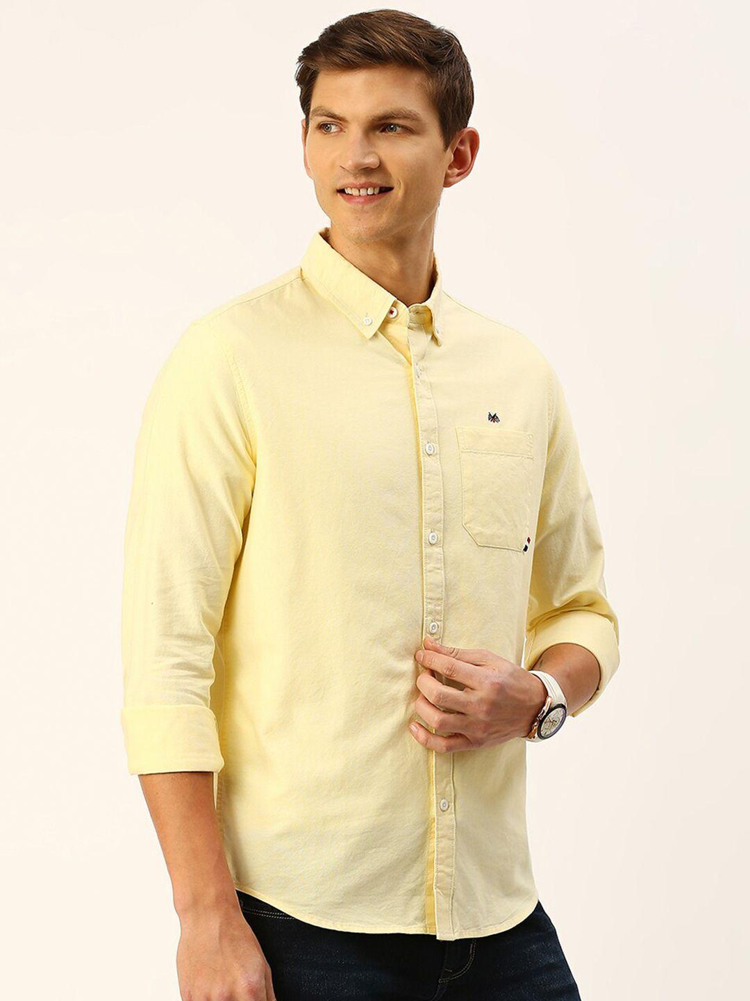 thomas scott men yellow classic slim fit opaque casual shirt