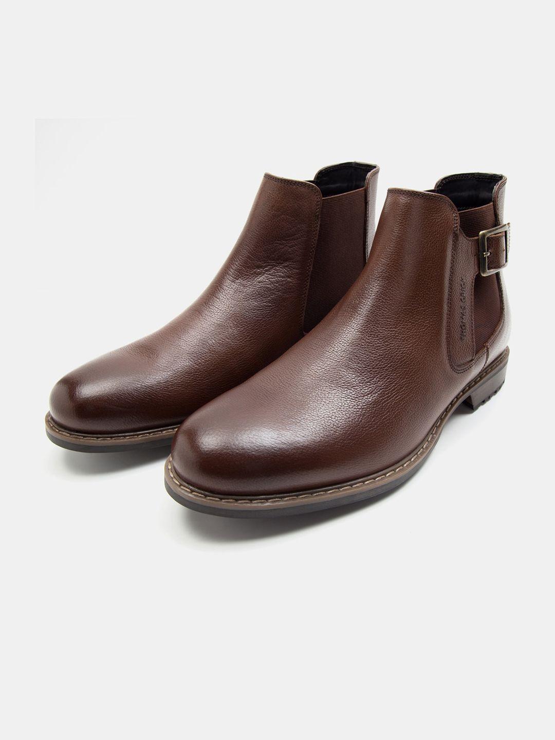 thomas crick men buckle detail leather chelsea boots