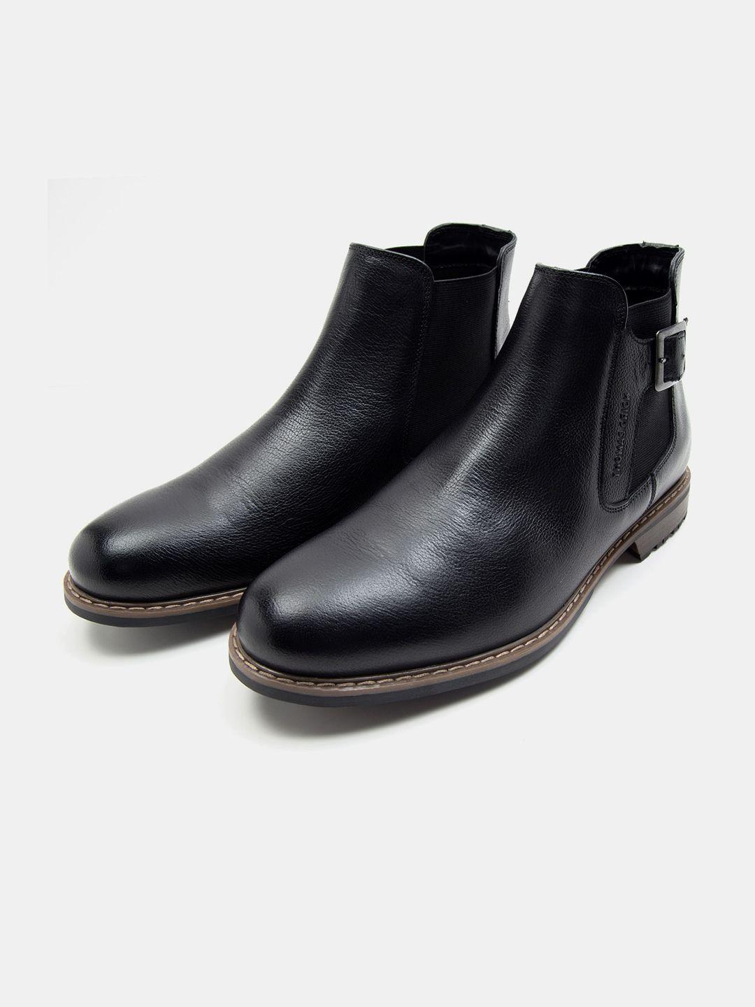 thomas crick men textured leather chelsea boots