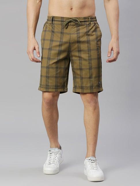 thomas scott beige slim fit check shorts