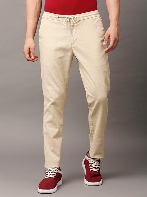 thomas scott beige slim fit drawstring trousers