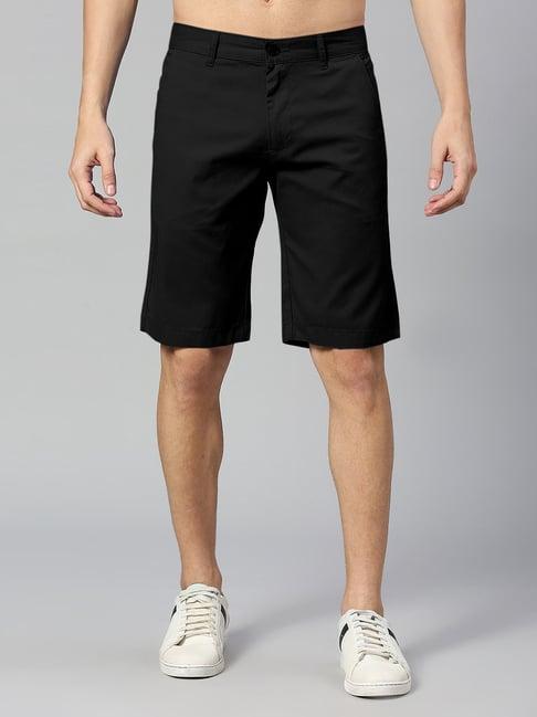 thomas scott black slim fit cotton shorts