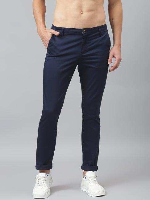 thomas scott blue slim fit flat front trousers