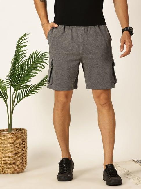 thomas scott charcoal melange regular fit cargo shorts