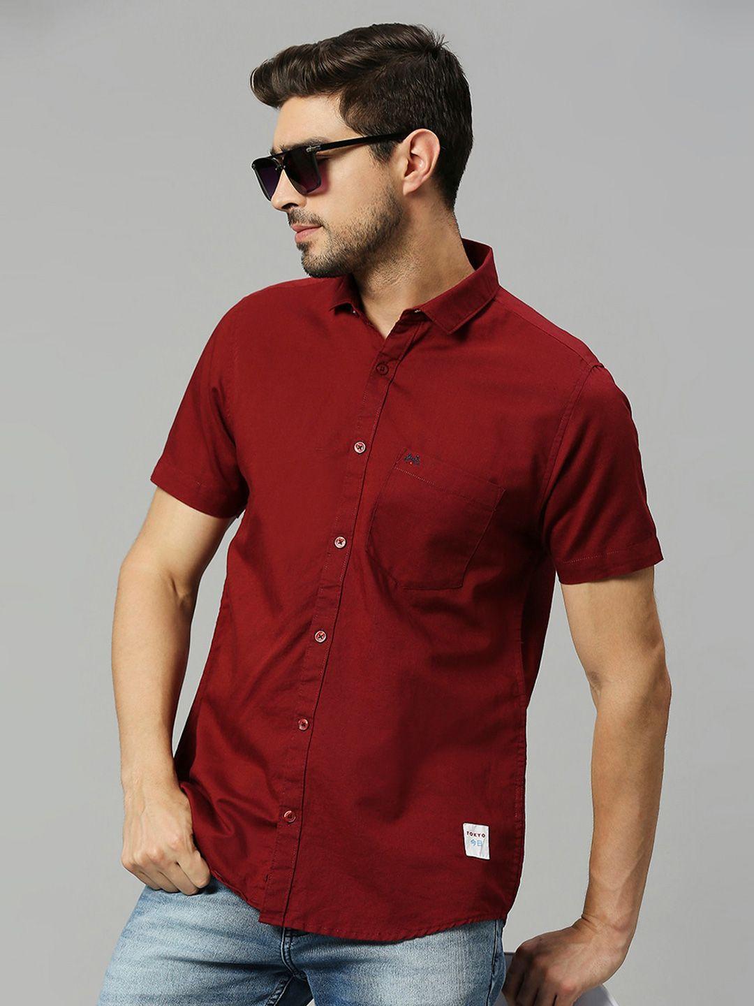 thomas scott classic slim fit opaque cotton linen casual shirt