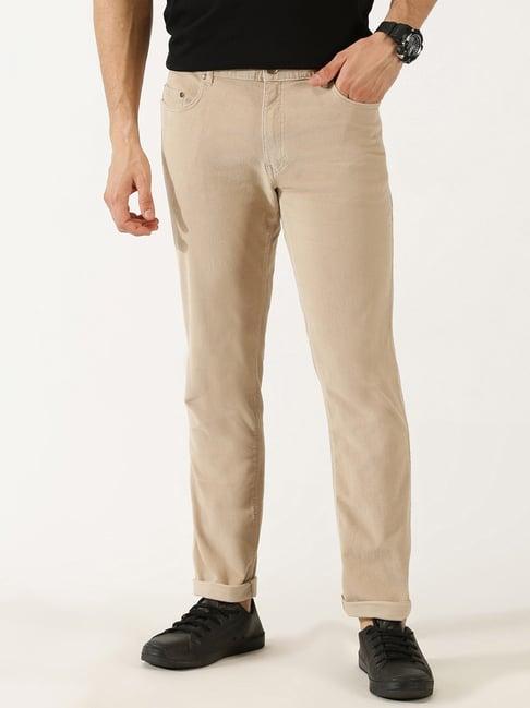 thomas scott cream regular fit corduroy flat front trousers