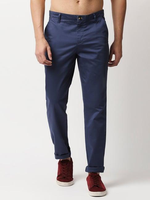 thomas scott dark blue slim fit flat front trousers