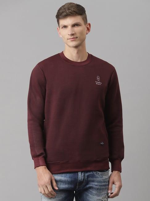 thomas scott dark maroon round neck sweatshirt