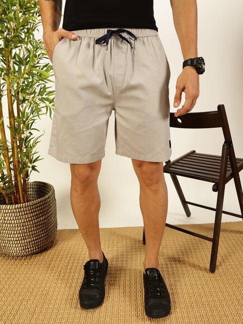 thomas scott grey cotton regular fit solid shorts