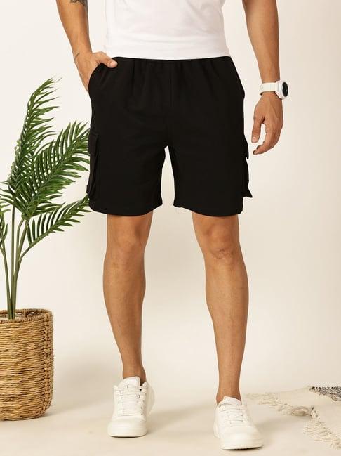 thomas scott jet black regular fit cargo shorts