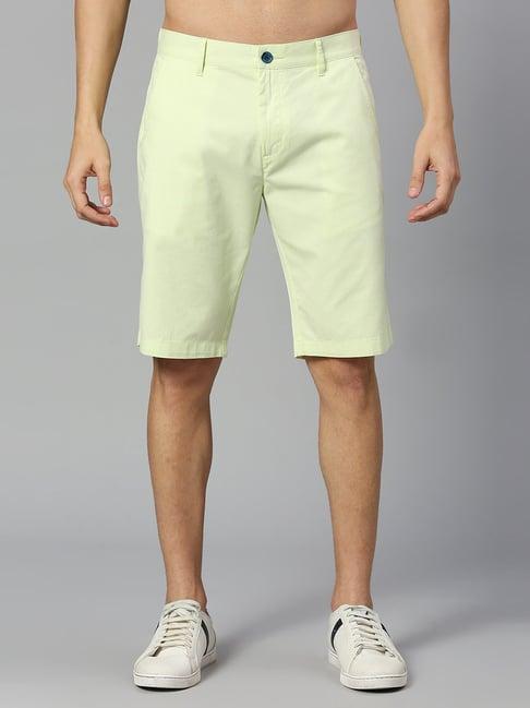 thomas scott light green slim fit cotton shorts