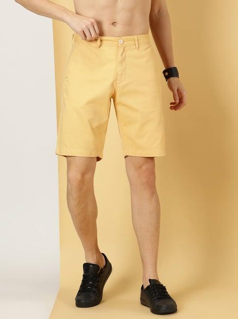 thomas scott light mustard slim fit shorts