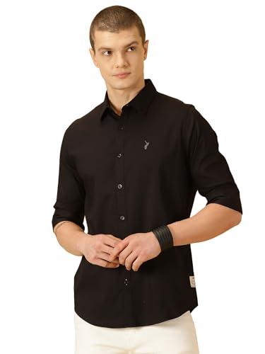 thomas scott men's button down collar slim fit casual shirt (black, large)