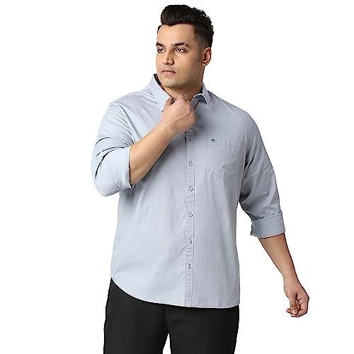 thomas scott men's solid regular fit 100% cotton casual shirt with full sleeve grey