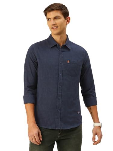 thomas scott men's solid slim fit shirt (ts1101_blue m)