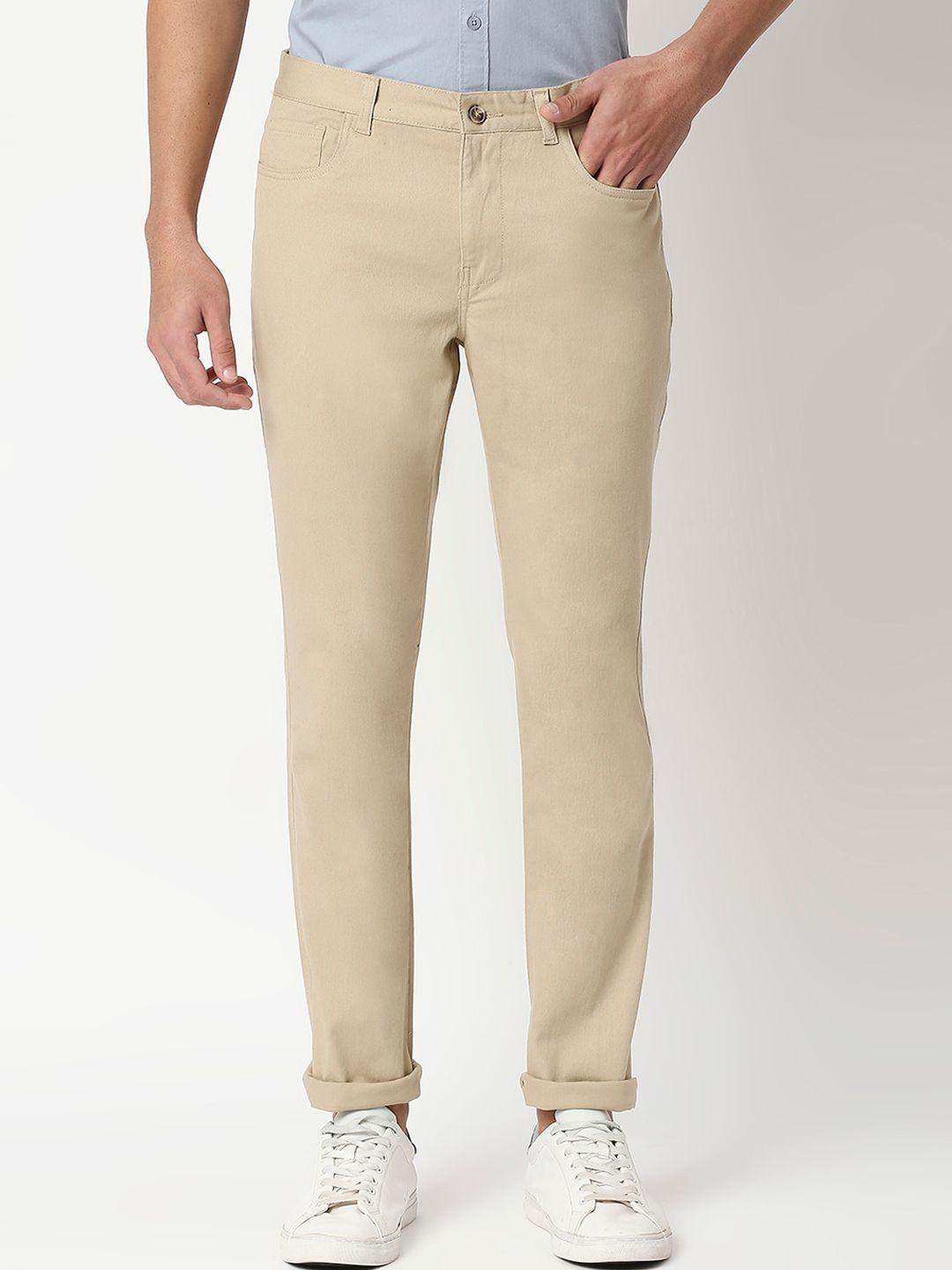 thomas scott men beige slim fit trousers