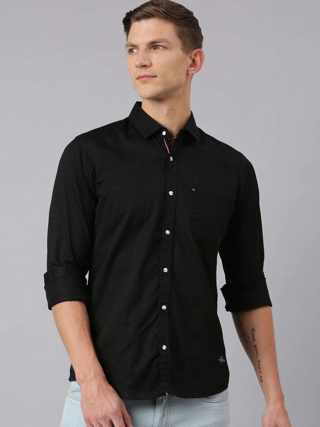 thomas scott men black slim fit cotton casual  sustainable shirt