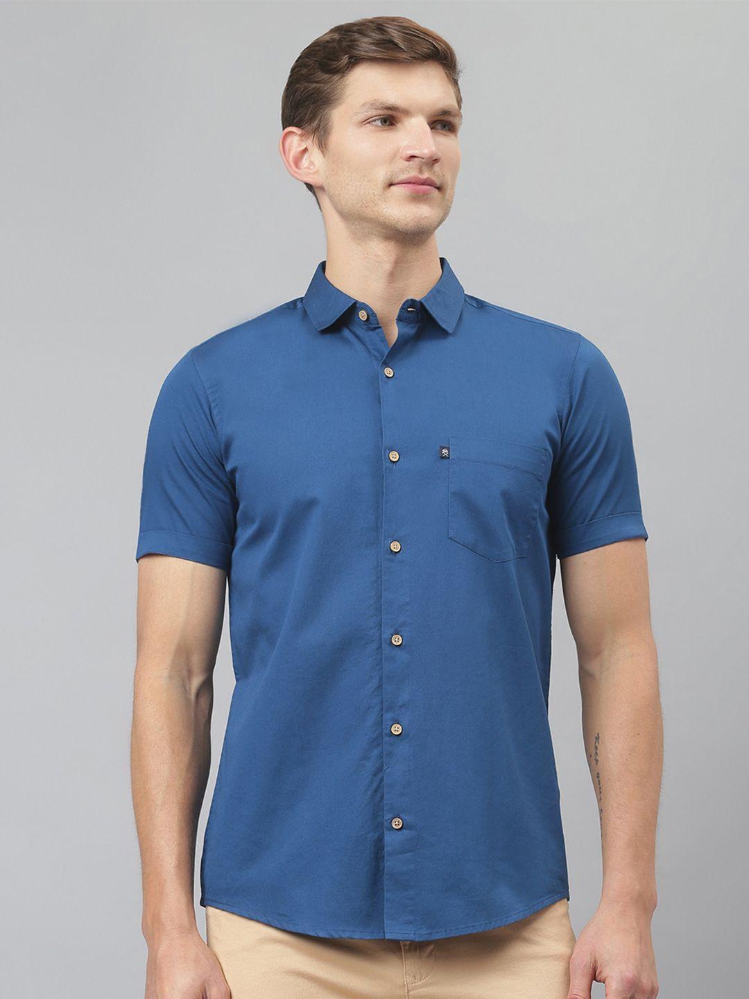 thomas scott men blue slim fit cotton casual  sustainable shirt