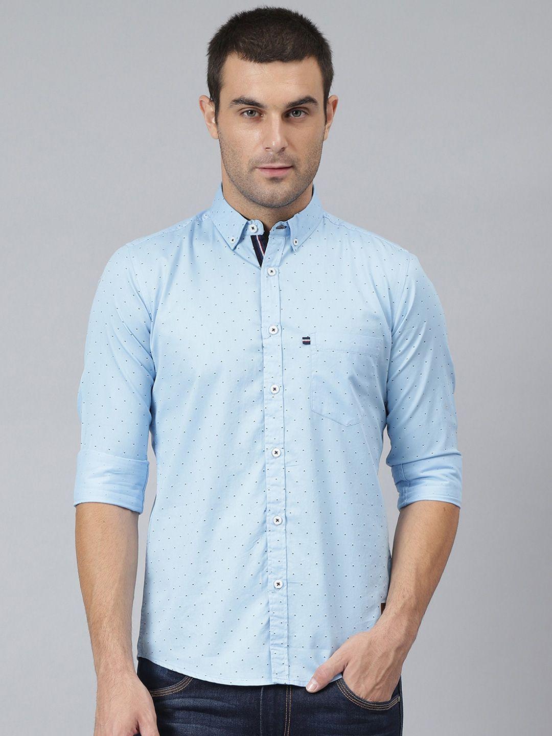 thomas scott men blue slim fit printed pure cotton casual  sustainable shirt
