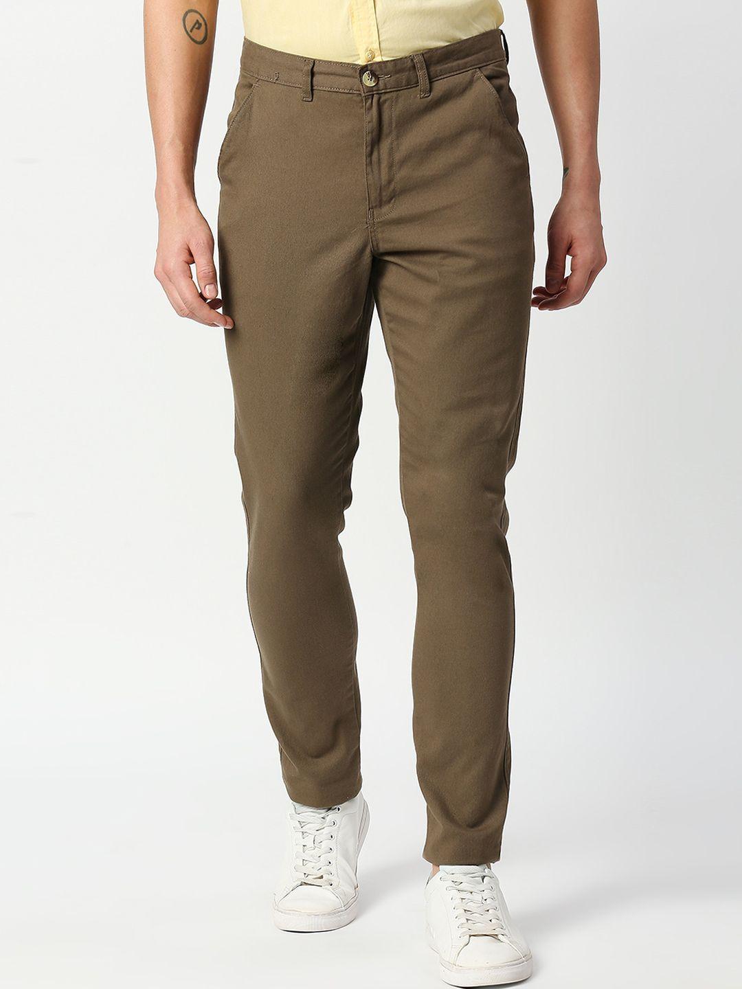 thomas scott men brown slim fit trousers