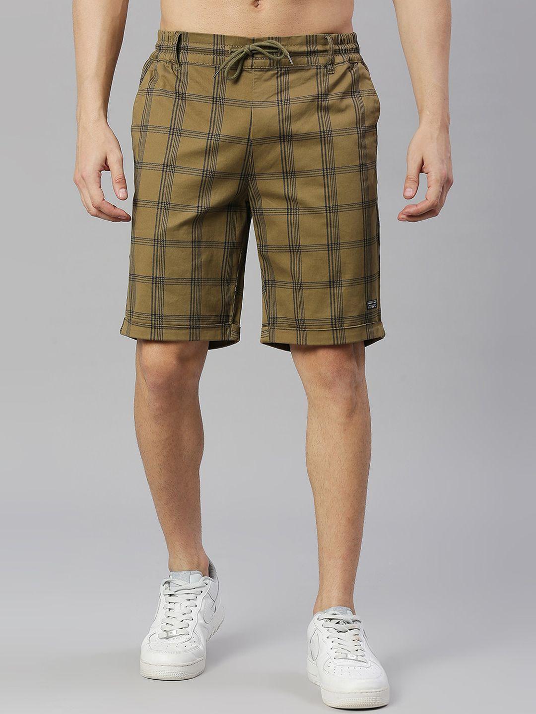 thomas scott men checked mid-rise slim fit shorts