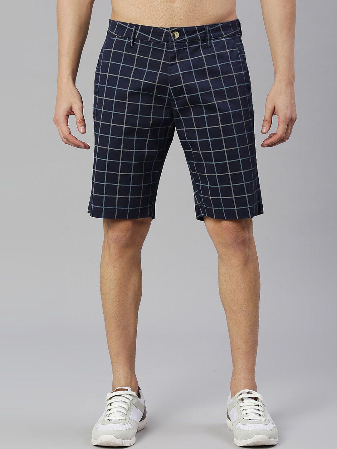 thomas scott men checked mid-rise slim fit sports shorts