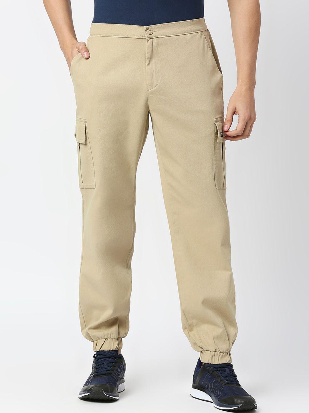 thomas scott men comfort mid-rise easy wash cargo trousers