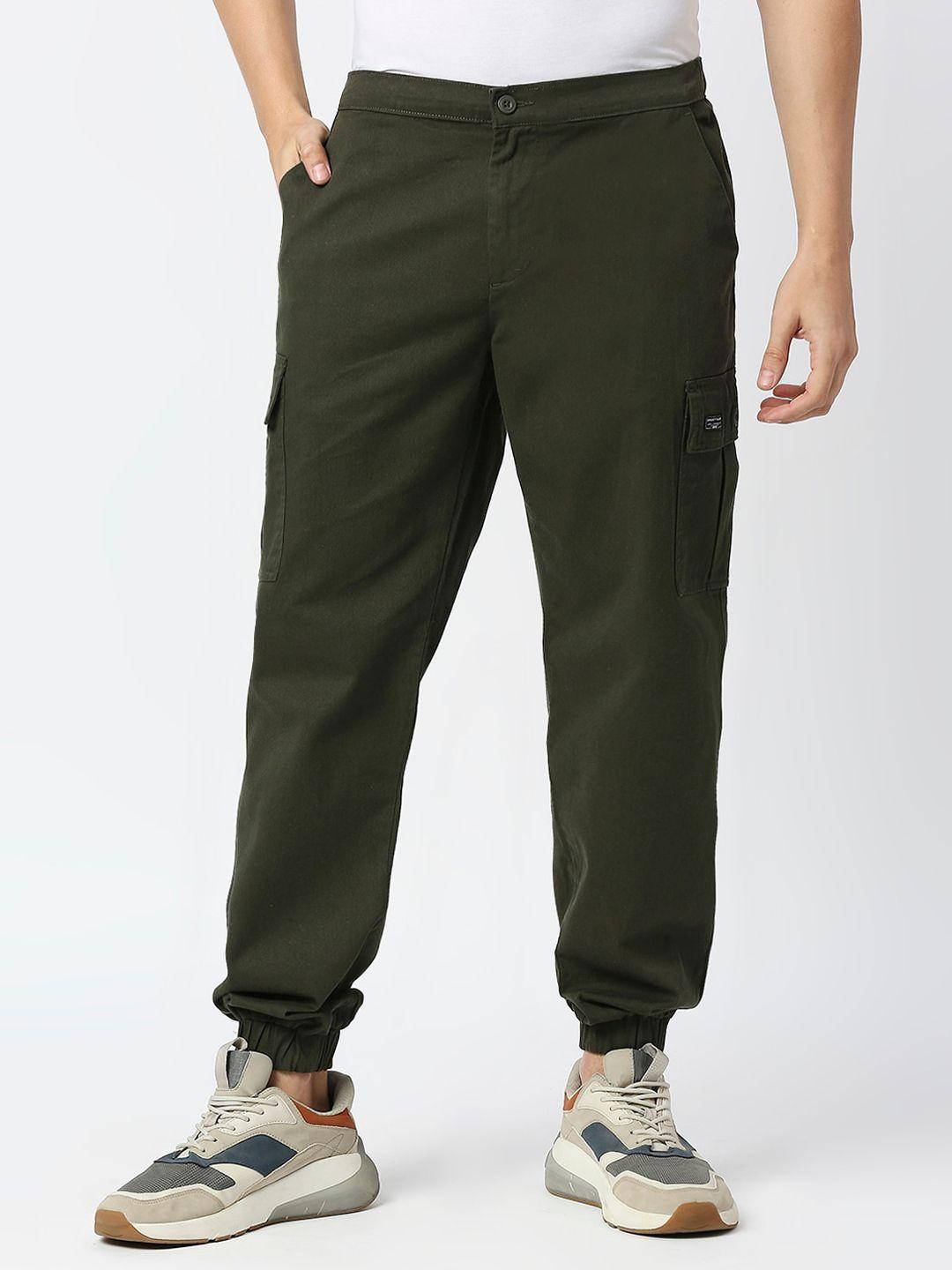 thomas scott men comfort mid-rise easy wash cargo trousers