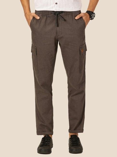 thomas scott men grey classic cotton linen casual trouser