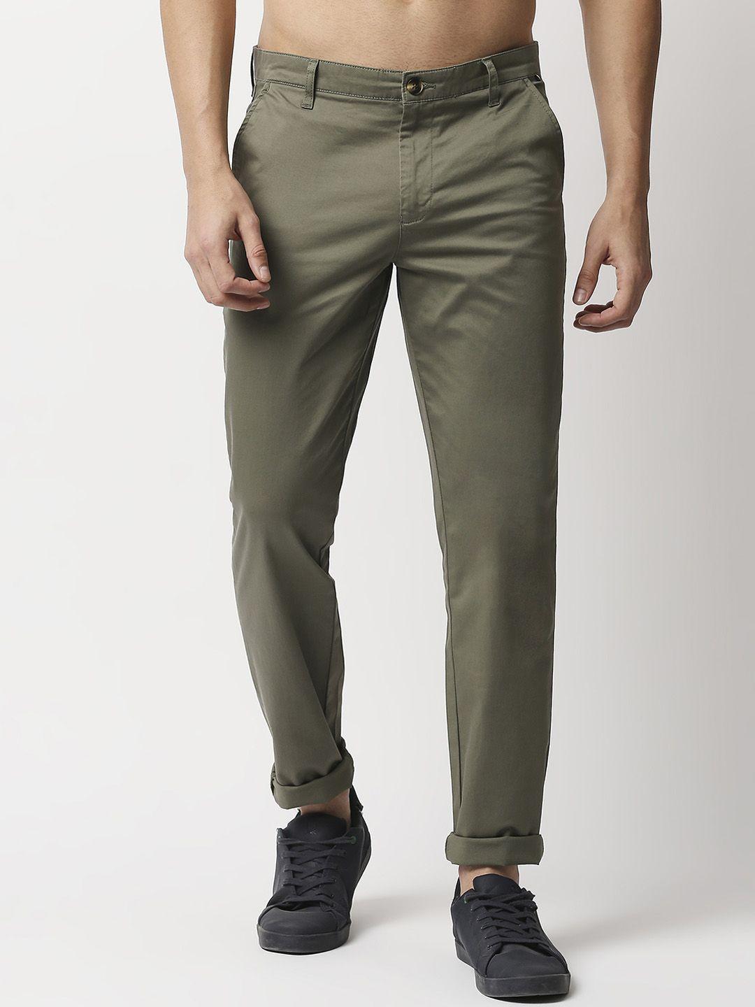 thomas scott men olive green easy wash  sustainable trousers