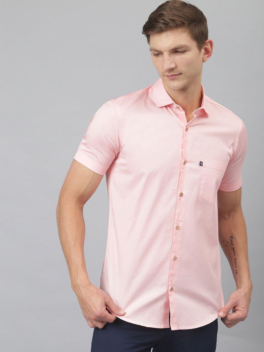 thomas scott men pink slim fit cotton casual  sustainable shirt
