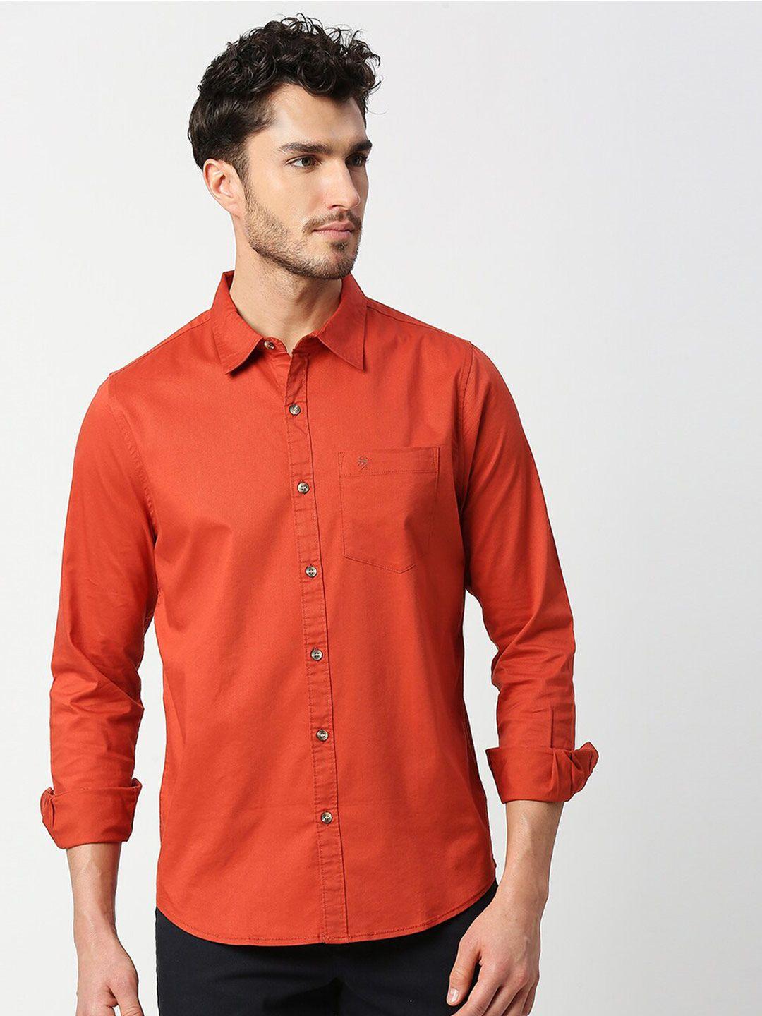 thomas scott men red slim fit casual cotton shirt
