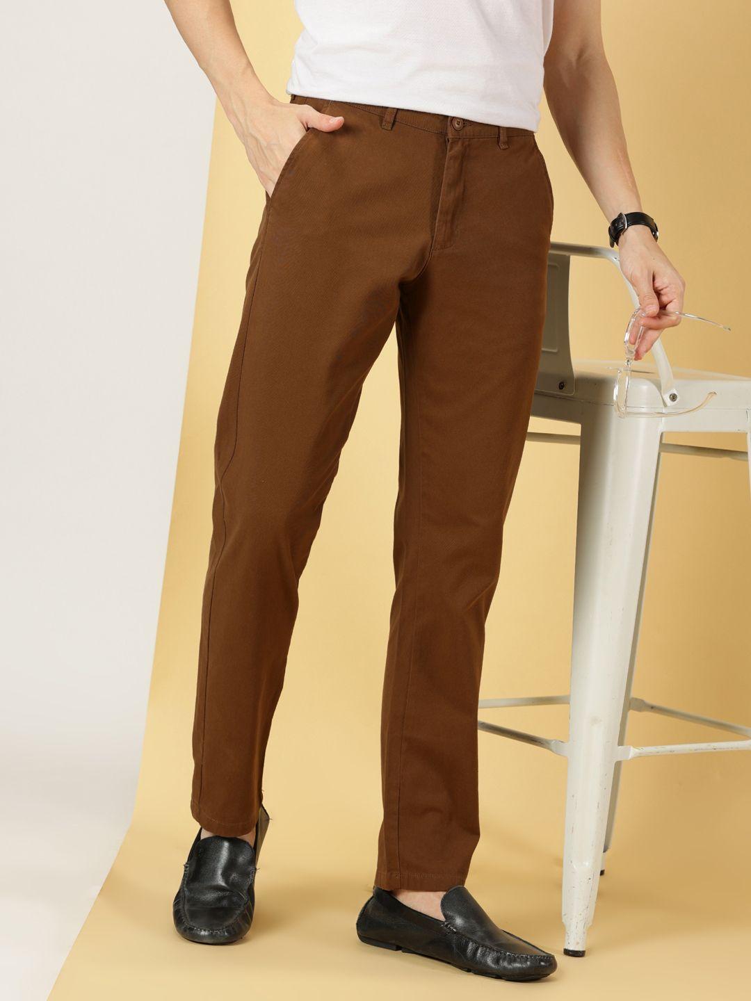 thomas scott men smart slim fit pure cotton mid-rise chinos trousers