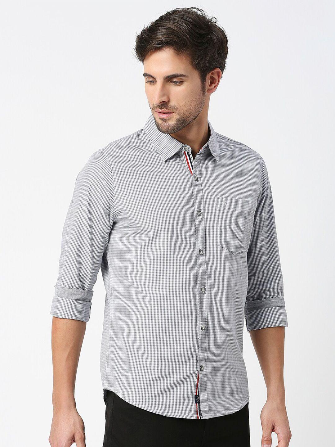 thomas scott micro checks cotton slim fit casual shirt