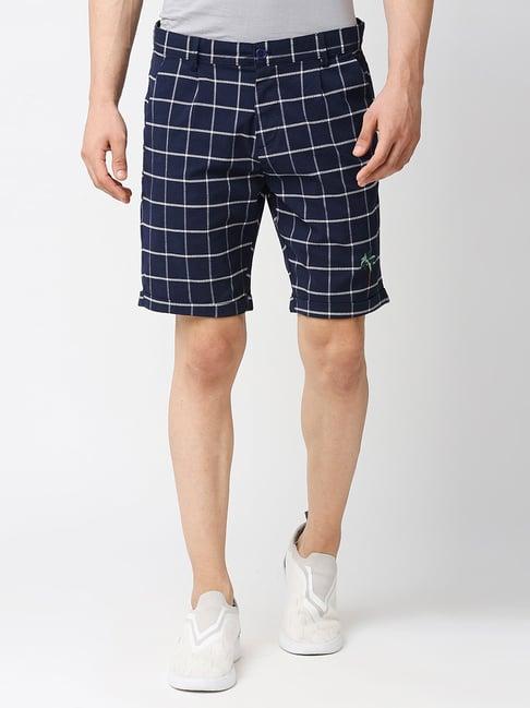 thomas scott navy slim fit check shorts