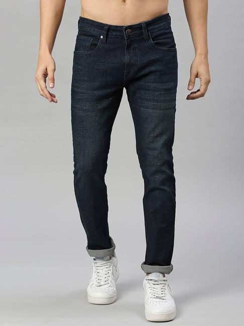 thomas scott navy slim fit lightly washed jeans