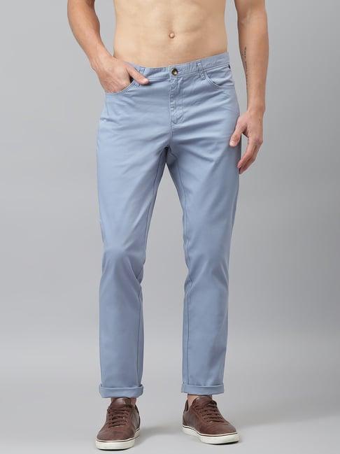 thomas scott sky blue slim fit flat front trousers