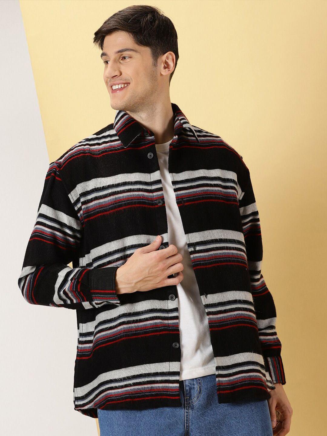thomas scott standard horizontal stripes cotton opaque striped casual shirt