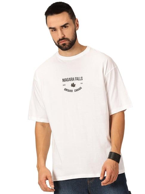 thomas scott white loose fit graphic print cotton crew t-shirt